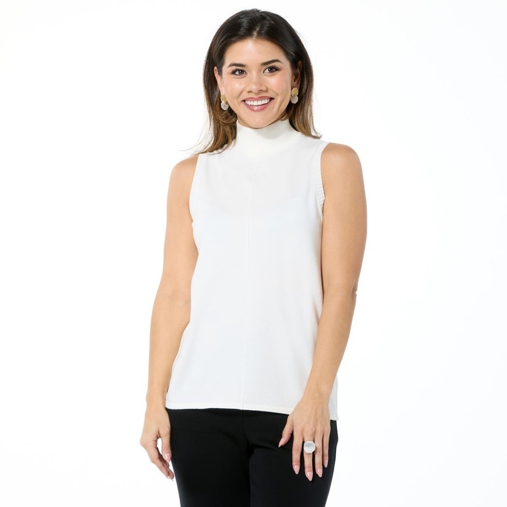 MarlaWynne Cream Sleeveless Mock Neck Sweater